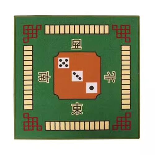 mahjong spiel set, Mahjong-Tischmatte mit 2 Würfeln und Tragetasche, rutschfest und geräuschreduzierend, Mahjong-Tischmatte for Poker, Karten, Brettspiele (Farbe: Rot, Größe: 30,7 x 30,7 Zoll)(Green,3 von AthuAh