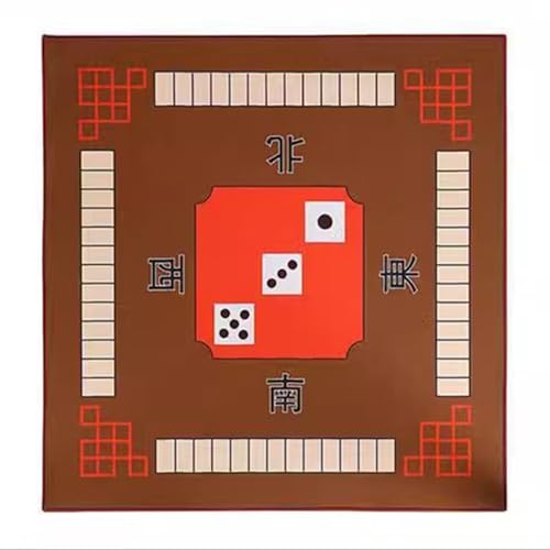mahjong spiel set, Mahjong-Tischmatte mit 2 Würfeln und Tragetasche, rutschfest und geräuschreduzierend, Mahjong-Tischmatte for Poker, Karten, Brettspiele (Farbe: Rot, Größe: 30,7 x 30,7 Zoll)(Brown,3 von AthuAh