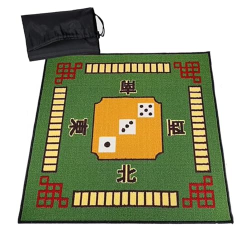 mahjong spiel set, Mahjong-Tischmatte mit Regeln, rutschfeste und geräuschreduzierende Pokermatte, Kartentischabdeckung, Tischspielmatten mit Tragetasche (Farbe: Rot, Größe: 32,7 x 32,7 Zoll)(Green,30 von AthuAh