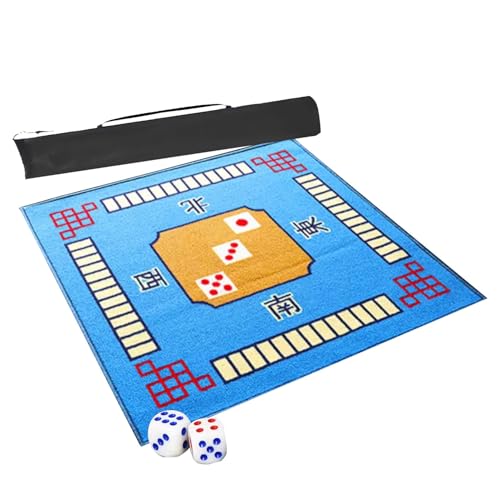 mahjong spiel set, Mahjong-Tischmatte mit Regeln und 2 Würfeln und Tragetasche, rutschfeste und geräuschreduzierende Spielmatte for Poker-, Karten- und Dominospiele (Farbe: Rot, Größe: 39,4 x 39,4 Zol von AthuAh