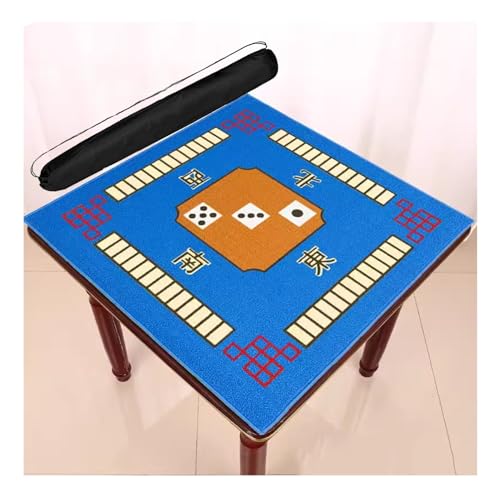 mahjong spiel set, Polyester-Mahjong-Tischmatte mit Tragetasche, rutschfest und geräuschreduzierend, Poker-Domino-Spielmatte, Tischabdeckung mit Gummiunterseite (Farbe: Rot, Größe: 87,9 x 87,9 cm)(Blu von AthuAh