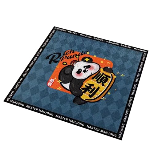 mahjong spiel set, Quadratische, kurze Plüsch-Mahjong-Tischmatte, niedliche Cartoon-Panda-bedruckte Kartenspiel-Tischmatte for Mahjong/Karten/Namenstischdecke (Farbe: Blau-3, Größe: 47,2 x 47,2 Zoll)( von AthuAh