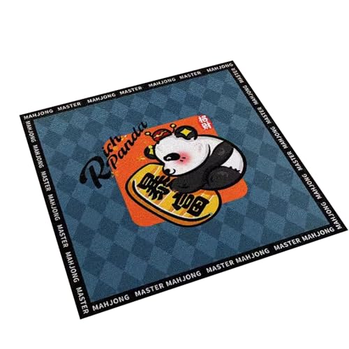 mahjong spiel set, Quadratische, kurze Plüsch-Mahjong-Tischmatte, niedliche Cartoon-Panda-bedruckte Kartenspiel-Tischmatte for Mahjong/Karten/Namenstischdecke (Farbe: Blau-3, Größe: 47,2 x 47,2 Zoll)( von AthuAh