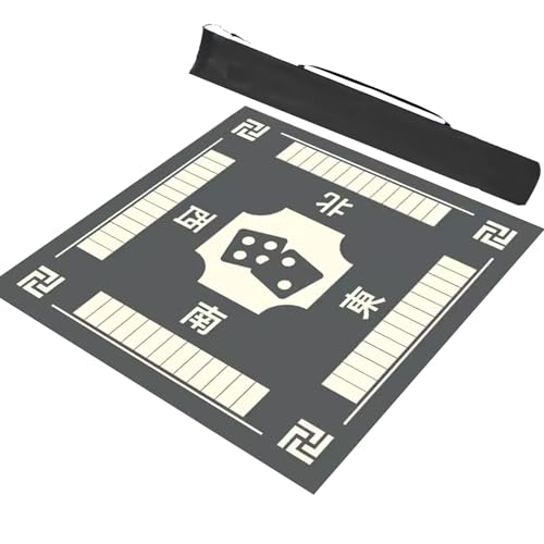 mahjong spiel set, Quadratische Mahjong-Tischmatte mit Regeln, Heimspiel-Kartenspielmatte, doppelseitige, rutschfeste, geräuschreduzierende Spieltischabdeckung (Farbe: Rot, Größe: 35,4 x 35,4 Zoll/90 von AthuAh