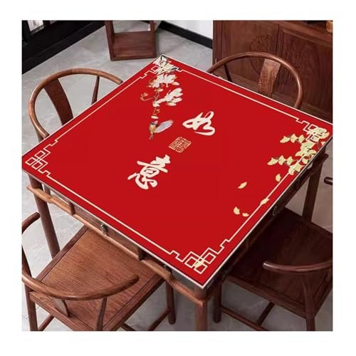 mahjong spiel set, Rote Mahjong-Tischmatte, rutschfeste Spielmatte mit Geräuschreduzierung, Mahjong, Dominosteine, Pokerkarten und Brettspiele, Tischunterlage (Farbe: Rot-5, Größe: 31,5 x 31,5 Zoll)(R von AthuAh