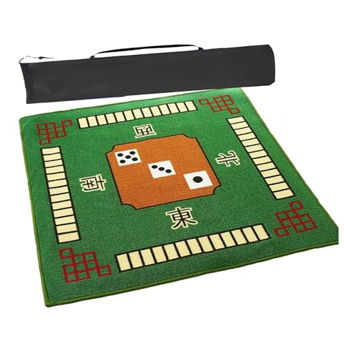 mahjong spiel set, Rutschfeste, geräuschreduzierende Spielmatte, Mahjong-Tischmatte, Domino, Poker, Karten, Brettspiele, Tischauflage mit Tragetasche (Farbe: Rot, Größe: 39,4 x 39,4 Zoll)(Green,34.7x3 von AthuAh