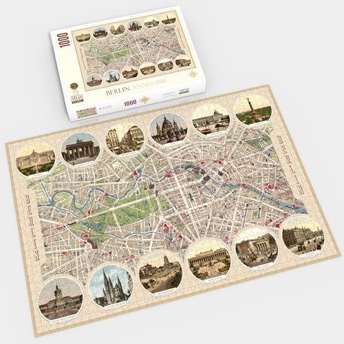 Atlas Puzzle 1000 Teile - Berlin 1900 - Historischer Stadtplan und Ansichten von Berlin von Atlas Puzzle