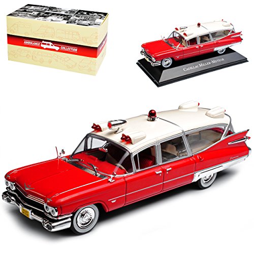 Atlas Cadilac Miller Meteor Ambulance Rot Weiss 1/43 Modell Auto mit individiuellem Wunschkennzeichen von Atlas