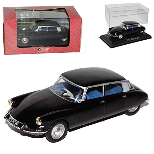 Atlas Citroen DS21 Limousine Schwarz 1965-1972 mit Sockel und Vitrine 1/43 Modell Auto mit individiuellem Wunschkennzeichen von Atlas