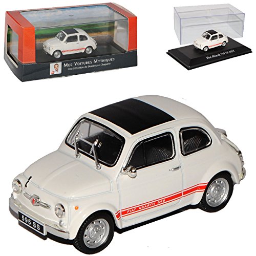 Atlas FIAT 500 Abarth 595 SS Klassik Weiss Ur Modell ab 1957 mit Sockel und Vitrine 1/43 Modell Auto mit individiuellem Wunschkennzeichen von atlas editions