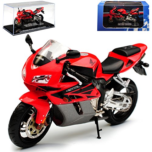 Atlas Hon-da Fireblade CBR1000RR Rot Schwarz mit Sockel und Vitrine 1/24 Modell Motorrad mit individiuellem Wunschkennzeichen von atlas editions