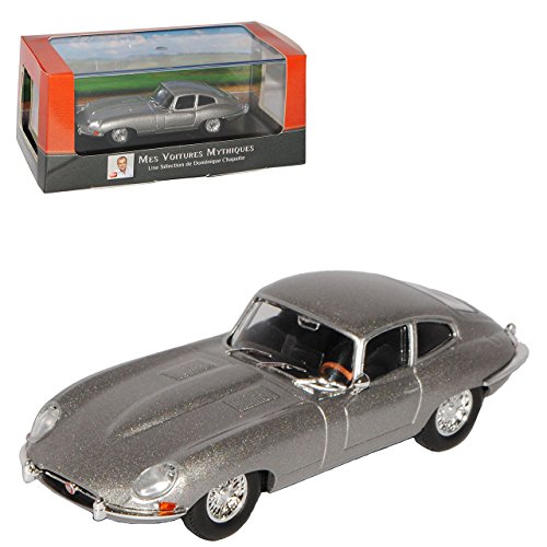 Atlas Jaguar E-Type Coupe Silber Grau 1961-1974 mit Sockel und Vitrine 1/43 Modell Auto von atlas editions