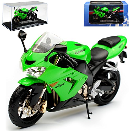 Atlas Kawasaki Ninja ZX-10R Grün mit Sockel und Vitrine 1/24 Modell Motorrad mit individiuellem Wunschkennzeichen von atlas editions