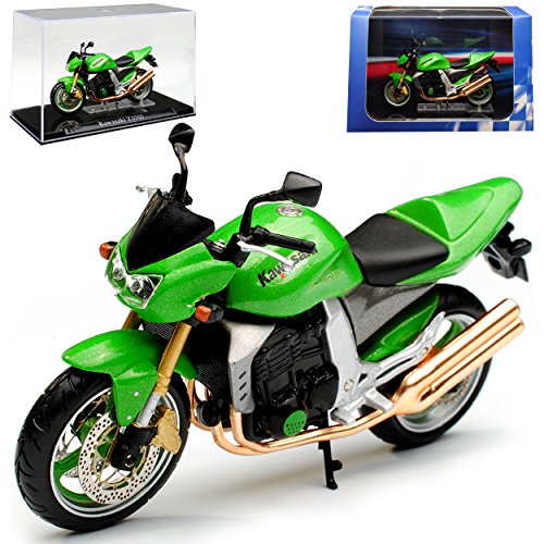 Atlas Kawasaki Z1000 Grün mit Sockel und Vitrine 1/24 Modell Motorrad mit individiuellem Wunschkennzeichen von Atlas