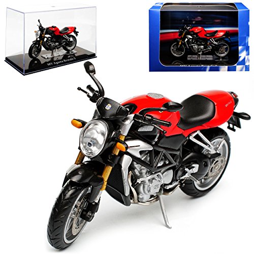 Atlas MV Agusta Brutale S Rot Schwarz mit Sockel und Vitrine 1/24 Modell Motorrad mit individiuellem Wunschkennzeichen von atlas editions