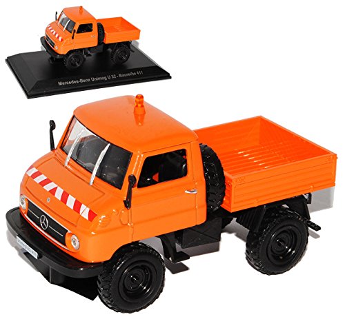 Atlas Mercedes-Benz Unimog U32 Baureihe 411 Straßendienst Orange mit Sockel 1/43 Modell Auto von atlas editions