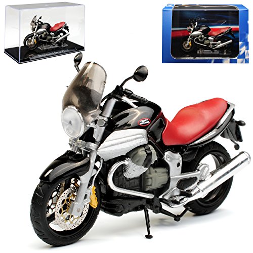 Atlas Moto Guzzi Breva V1100 Schwarz mit Sockel und Vitrine 1/24 Modell Motorrad von atlas editions