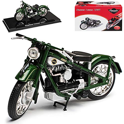 Atlas Nimbus Grün 1937 mit Sockel 1/24 Modell Motorrad von Atlas