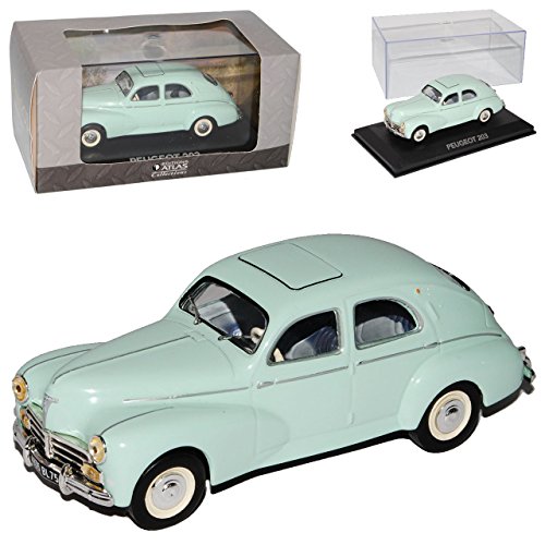 Atlas Peugeot 203 Limousine Hell Grün mit Sockel und Vitrine 1/43 Modell Auto von atlas editions