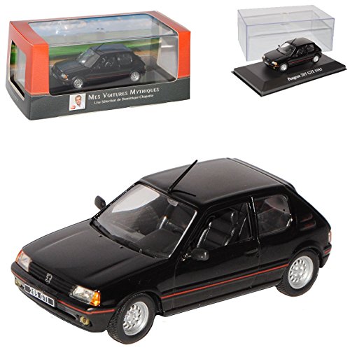 Atlas Peugeot 205 GTI Schwarz 1983-1998 mit Sockel und Vitrine 1/43 Modell Auto mit individiuellem Wunschkennzeichen von Atlas