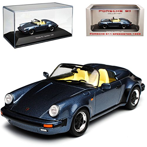 Atlas Porsche 911 964 Cabrio Speedster Blau Grau 1988-1994 1/43 Modell Auto mit individiuellem Wunschkennzeichen von Atlas