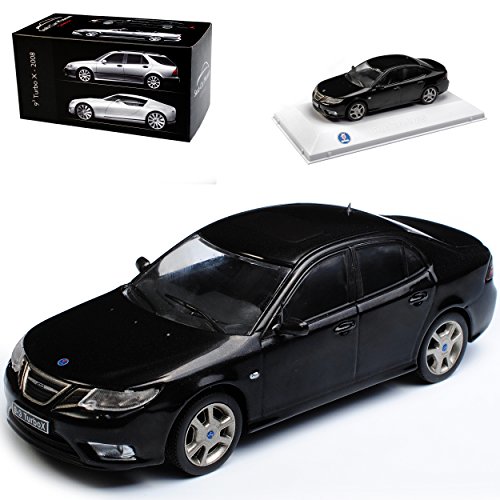 Atlas Saab 9-3 II Typ YS3F Limousine Schwarz 2. Generation 2002-2014 1/43 Modell Auto mit individiuellem Wunschkennzeichen von atlas editions