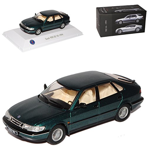 Atlas Saab 900 II SE Limousine V6 Grün 2. Generation 1993-1998 1/43 Modell Auto mit individiuellem Wunschkennzeichen von Atlas