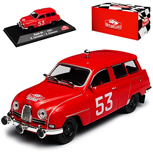 Atlas Saab 95 Carlsson Kombi Rot Rallye Monte Carlo 1960-1980 1/43 Modell Auto mit individiuellem Wunschkennzeichen von Atlas