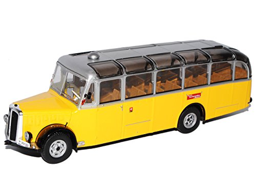 Atlas Saurer L4C Schweiz 1959 Bus Gelb 1/43 Modell Auto mit individiuellem Wunschkennzeichen von Atlas