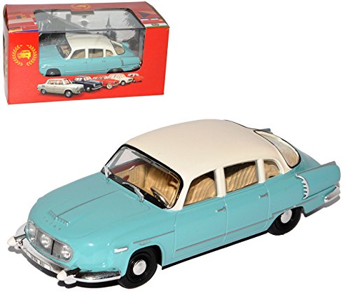 Atlas Tatra 603 Blau mit Weiss mit Sockel und Vitrine 1/43 Modell Auto von Atlas