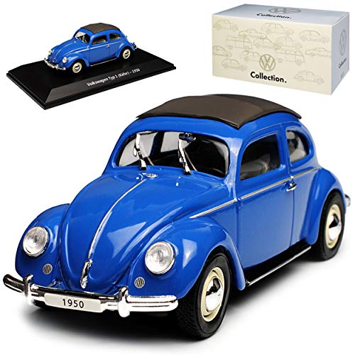 Atlas Volkwagen Käfer Typ I Coupe Blau mit Sonnendach 1950 mit Sockel 1/43 Modell Auto von atlas editions