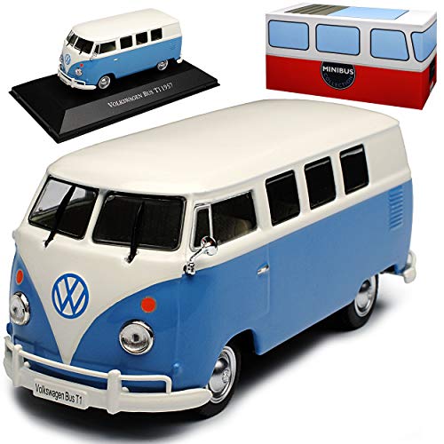 Atlas Volkwagen T1 Blau mit Weiss Samba Bully Bus 1950-1967 1/43 Modell Auto mit individiuellem Wunschkennzeichen von atlas editions