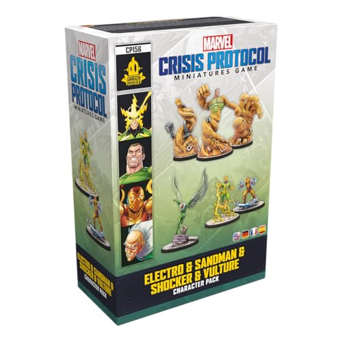 Atomic Mass Games, Marvel: Crisis Protocol – Electro, Sandman, Shocker und Vulture, Charakter-Erweiterung, Tabletop, 2 Spieler, Ab 14+ Jahren, 90-120 Minuten, Deutsch, Mehrsprachig von Atomic Mass Games