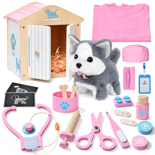 Arztkoffer Kinder Holz Tierarzt Spielzeug Elektrischer Interaktives Hund Spielzeug der Läuft und Bellt, Haustier Haus, Arzt Kostüm, Kinderspielzeug Geburtstag Geschenk für Mädchen 3 4 5 6 Jahre Arztkoffer Kinder Holz Tierarzt Spielzeug Elektrischer Interaktives Hund Spielzeug der Läuft und Bellt, Haustier Haus, Arzt Kostüm, Kinderspielzeug Geburtstag Geschenk für Mädchen 3 4 5 6 Jahre von Atoylink