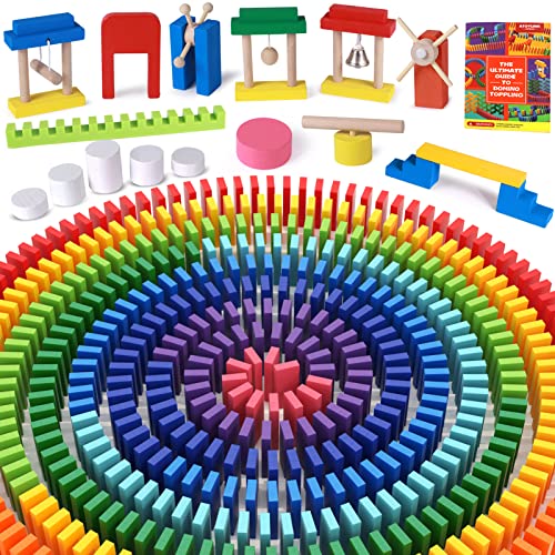 Atoylink 1000 Stück Dominosteinen aus Holz Bunte Domino Set mit Zusatzblöcke Anleitung Aufbewahrungstasche Holzspielzeug Klassisch Rennen Spiele Gebäude Blöcke Lernspielzeug Geschenk für Kinder von Atoylink