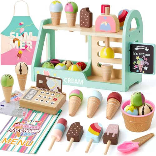 Atoylink Eisdiele Kinder Holz, Kaufmannsladen Zubehör mit Kaufmannsladen Kaufladen Zubehör Spielgeld Einkaufsladen, EIS Spielzeug Rollenspiel Geschenk für Mädchen Junge Kinder 3 4 5 6 Jahre Atoylink Eisdiele Kinder Holz, Kaufmannsladen Zubehör mit Kaufmannsladen Kaufladen Zubehör Spielgeld Einkaufsladen, EIS Spielzeug Rollenspiel Geschenk für Mädchen Junge Kinder 3 4 5 6 Jahre von Atoylink
