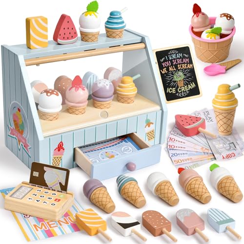 Atoylink Eisdiele Kinder Holz, kaufladen Zubehör mit Kaufmannsladen Zubehör Holz Spielgeld Einkaufsladen, Eisladen Kinder EIS Spielzeug Rollenspiel Geschenk für Mädchen Junge 3 4 5 6 Jahre Atoylink Eisdiele Kinder Holz, kaufladen Zubehör mit Kaufmannsladen Zubehör Holz Spielgeld Einkaufsladen, Eisladen Kinder EIS Spielzeug Rollenspiel Geschenk für Mädchen Junge 3 4 5 6 Jahre von Atoylink