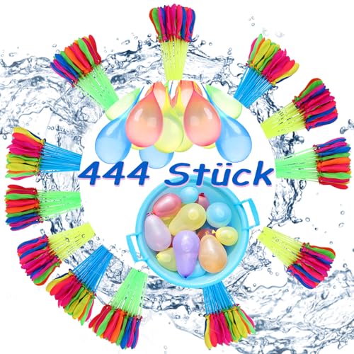 444 Stück Wasserbomben Selbstschließend Luftballons Schnellfüller und Selbst Verschließend Ohne Knoten Bunt Gemischt Wasserballons für Sommer Party Ballon von Atuful