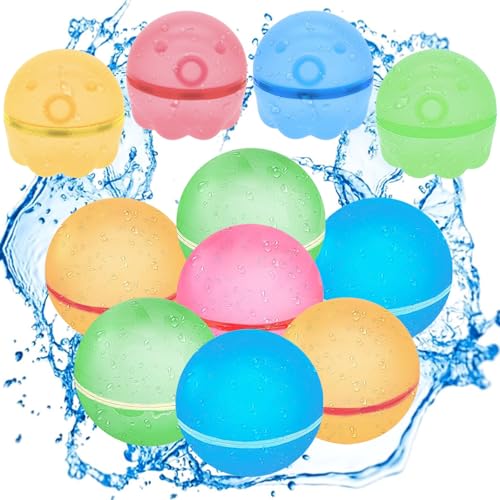 Atuoxing 12 Stück Wasserbomben Wiederverwendbar, Silikon Water Balloons Selbstschließend, Wasserballons Magnetisch, Wasserbombe für Outdoor, Pool, Wasserpark von Atuoxing