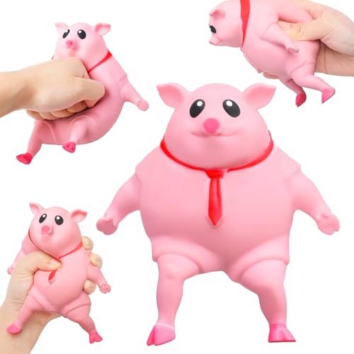 Atuoxing 2025 Neues Stress Schwein, Rosa Pig Squeeze Toy, Squishy Quetschspielzeug Antistress Spielzeug Quetsch zum Stressabbau von Atuoxing