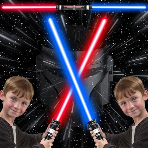 Atuoxing 2STK Laserschwert Kinder Einziehbar Lichtschwert 7 Farben Lightsaber Retractable 2-in-1 Lightsaber von Atuoxing