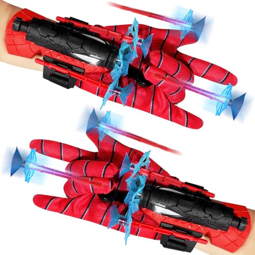 Atuoxing 2 Set Spider Launcher, Spider Hero Handschuhe Netzwerfer Spielzeug für Kinder, Spider Glove Web Shooter Requisiten Geschenk für Fans von Atuoxing