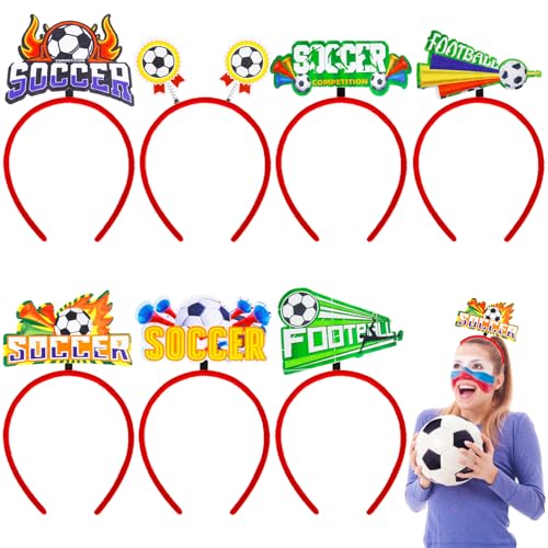 Atuoxing 7pcs Fußball fan Stirnband Kopfschmuck, Fußball Stirnband Dekorationen, Fußball Haarband für Partydekoration, Geeignet für Wettbewerbe, Fußball Mottopartys und Andere Aktivitäten von Atuoxing