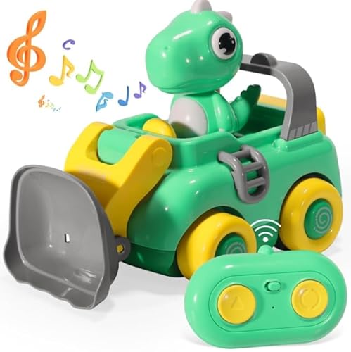 Auauraintt Ferngesteuertes Auto ab 3 Jahre, Dinosaurier Bagger Spielzeug,mit Lichtern und Musik, für RC Auto ab 2 3 4 5 6 Jahre Junge, Outdoor Spielzeug Kleine Geschenke für Kinder von Auauraintt