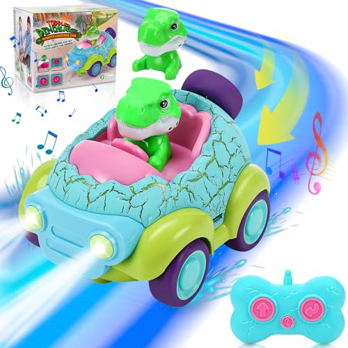 Auauraintt Ferngesteuertes Auto ab 3 Jahre, Dinosaurier RC Auto Spielzeug,mit Lichtern und Musik, für RC Auto ab 2 3 4 5 6 Jahre Junge, Outdoor Spielzeug Kleine Geschenke für Kinder von Auauraintt