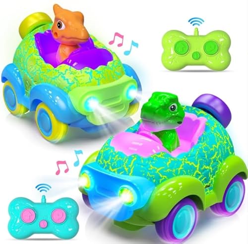 Auauraintt Ferngesteuertes Auto ab 3 Jahre, Dinosaurier RC Auto Spielzeug,mit Lichtern und Musik, für RC Auto ab 2 3 4 5 6 Jahre Junge, Outdoor Spielzeug Kleine Geschenke für Kinder von Auauraintt