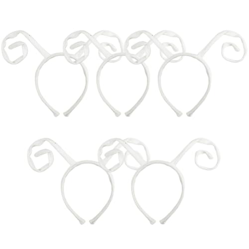 Aublinto Antennen-Stirnbänder Größe passt für alle für Kinder und Erwachsene neuartiges Samt-Marienkäfer-Schmetterlings-Stirnband Halloween-Kostüm Libellen-Zubehör Cosplay-Kostüm-Zubehör 5 Stück Weiß von Aublinto