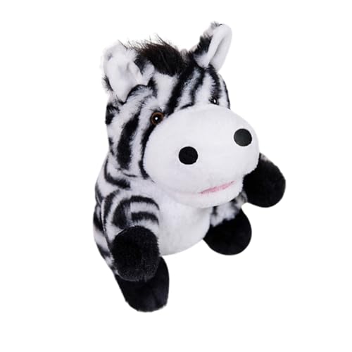 Aublinto Cartoon Plush Toy Tier Handpuppe, Liebreiziges kleines Kreaturen Handpuppe für fantasievolles Spielen, Kids aus PP-Watte Black Zebra von Aublinto