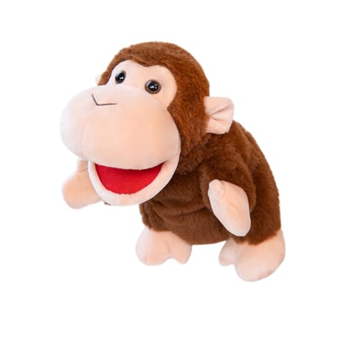 Aublinto Cartoon Plush Toy Tier Handpuppe, Liebreiziges kleines Kreaturen Handpuppe für fantasievolles Spielen, Kids aus PP-Watte Brown AFFE von Aublinto