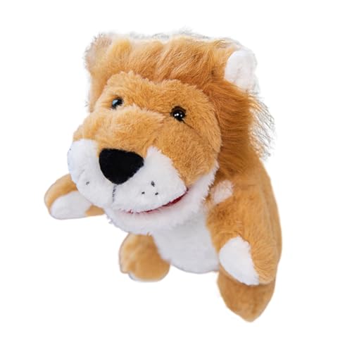 Aublinto Cartoon Plush Toy Tier Handpuppe, Liebreiziges kleines Kreaturen Handpuppe für fantasievolles Spielen, Kids aus PP-Watte Brown Löwe von Aublinto